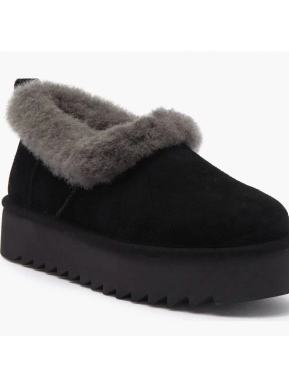 NEW UGG Nita Black Suede Platform Slip-On Shoe Shearling Women's Size 10 EU 41